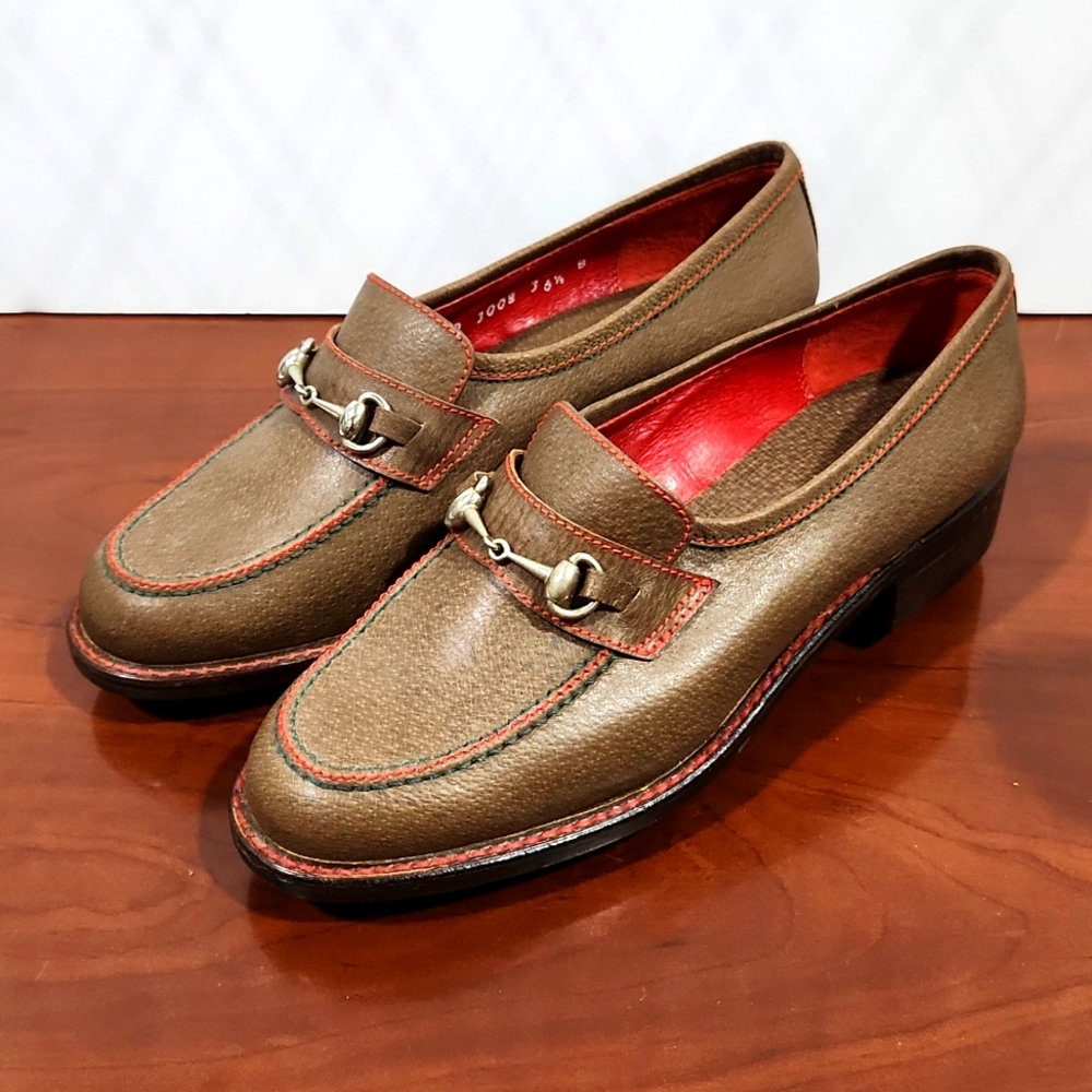 Vintage Gucci Brown Leather Golf Shoes 36.5 B
